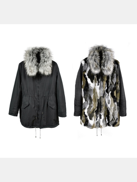 ADRIENNE LANDAU Reversible Faux Fur Coat (1X) - Picture 1 of 9